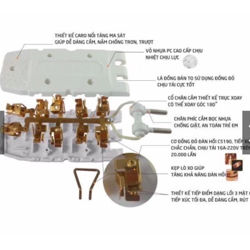 Phích cắm chia 5 ổ điện Sopoka