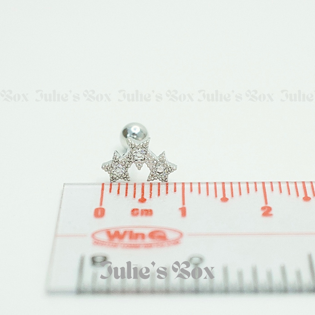 Khuyên Tai Vành Tai 3 Sao Xỏ Unisex Không Ngứa Không Dị Ứng julies box