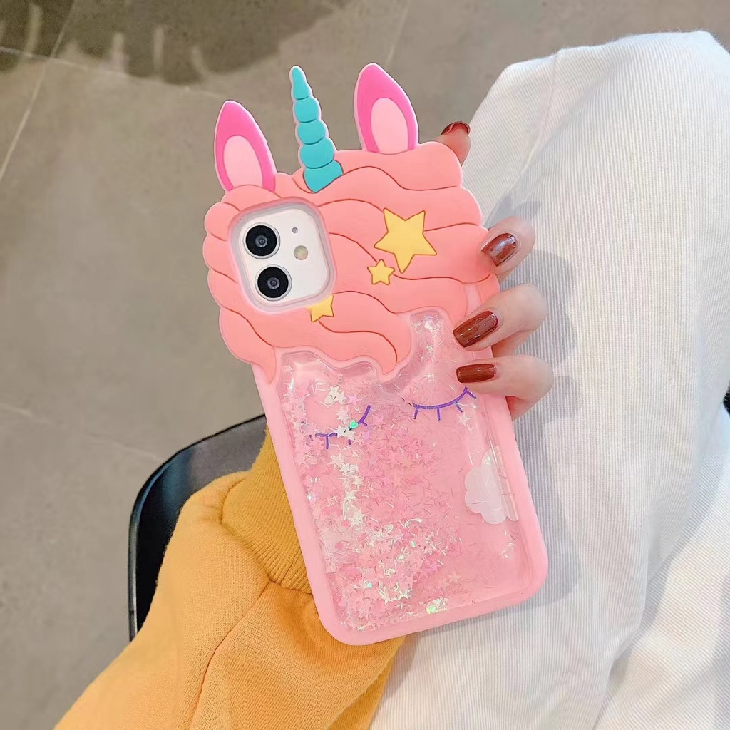 Samsung S7 Edge S8 / S8 Plus S9 / S9 Plus / S10 / S10 Plus S20 / S20 Plus / S20 Ultra J2 Pro 2018 J4 J6 J8 J4+ Plus J6+ Plus A6+ Plus Quicksand Unicorn Horse Case,Soft Silicone Cute Cartoon Lovely Fashion Cover