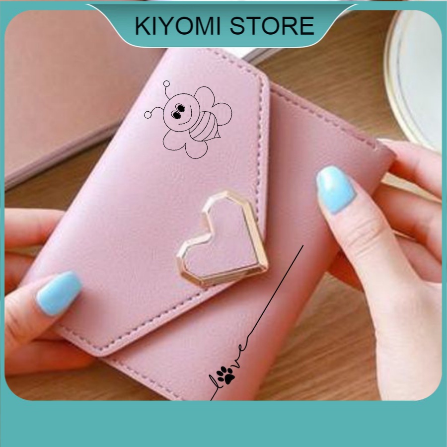 Ví nữ ngắn khắc chữ đẹp cầm tay mini cao cấp  nhiều ngăn bỏ túi giá rẻ nhỏ gọn thời trang  Hàn Quốc KIYOMI STORE