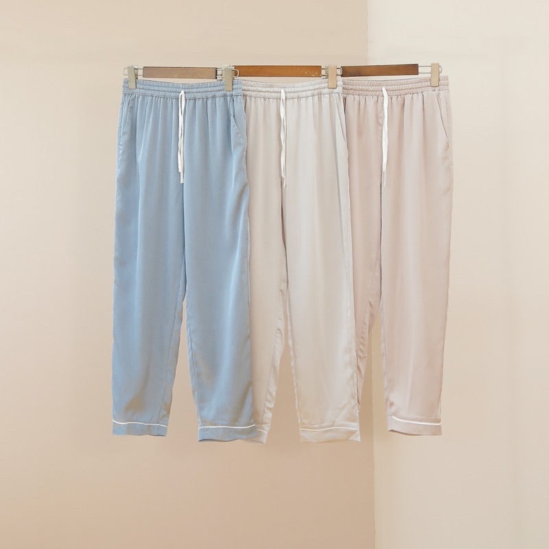 Quần lụa dài pijama mặc nhà MOMOJAMA cạp chun thoải mái