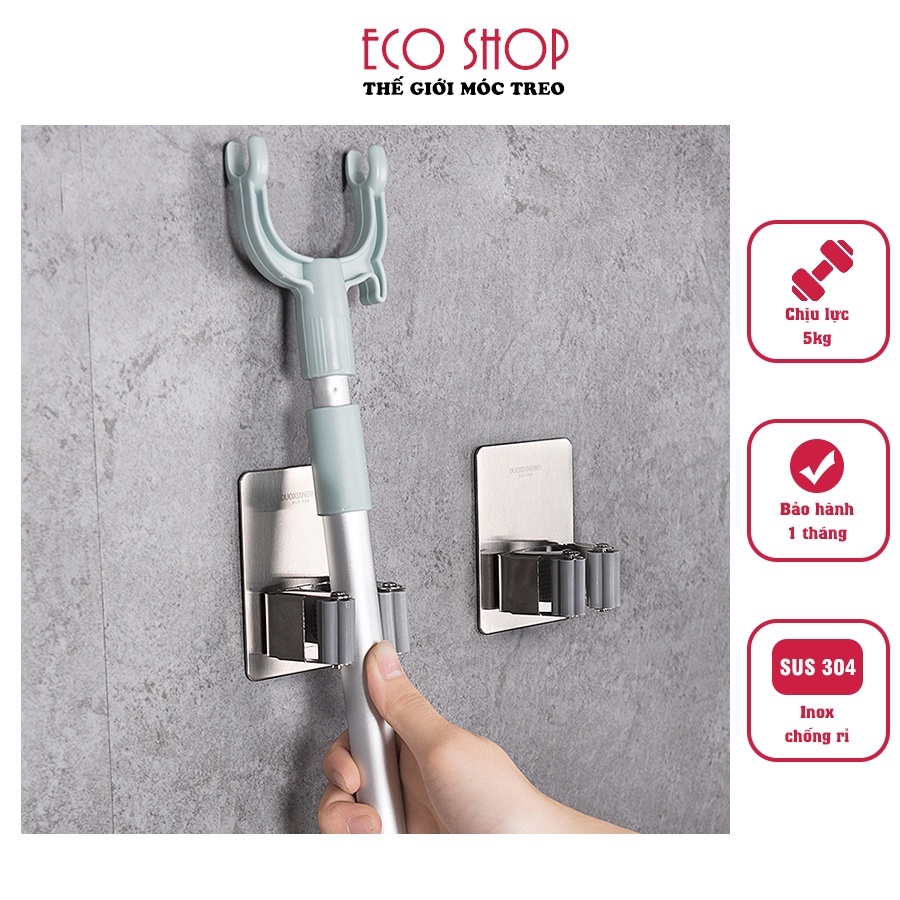 Móc treo cây lau nhà, móc treo chổi dán tường tặng kèm keo Selanfix siêu dính, chịu lực 5kg
