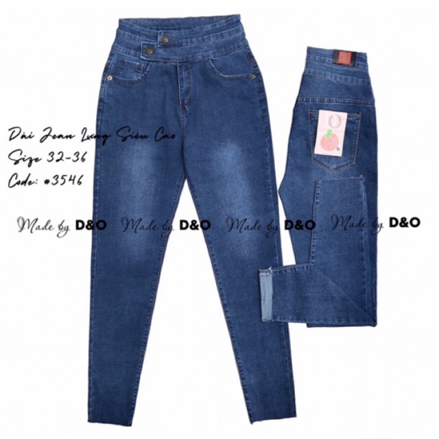 [Size 32~36] Quần Jeans Denim Tôn Chân Dài Giấu Bụng SIZE ĐẠI TO/ Lưng Siêu Cao - Co Giãn Mạnh - Xanh Đậm