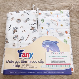 Set 2 Khăn In Hình 4 Lớp Fany Dùng Lau Tắm Cho bé