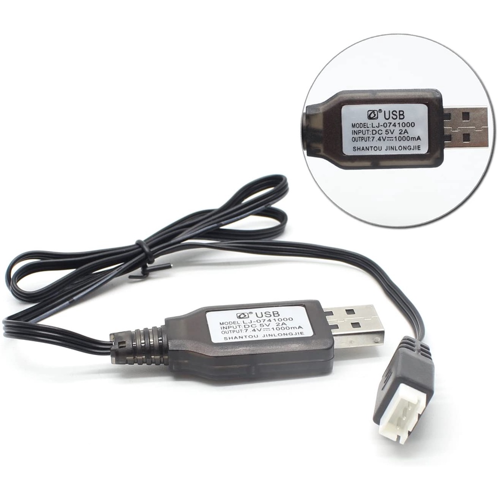 Sạc Pin 7.4V 1000mA LiPo 2S chân cắm XH-3P - cắm nguồn USB 5V dùng xe, máy bay điều khiển từ xa
