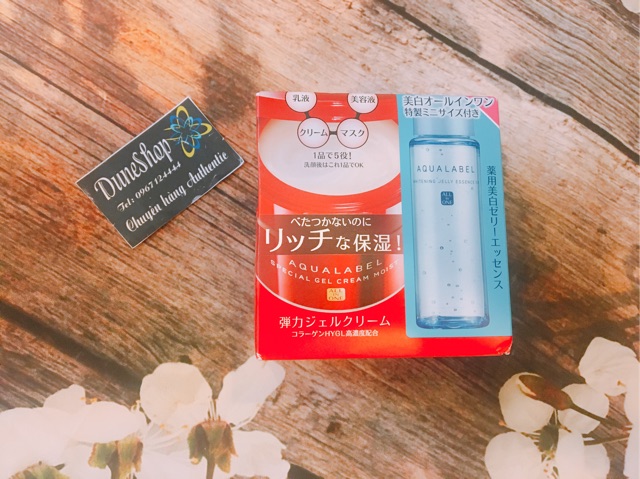 Bộ kem Shiseido Aqualabel Special Gel Cream Oil In (màu vàng) 90g và whitening jelly essence ex all in one 30ml