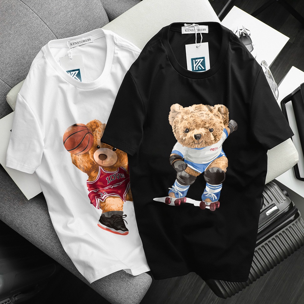 Áo thun nam cổ tròn GẤU BEAR NHIỀU MẪU ngắn tay cotton 100% KENSTORE89 ATK009