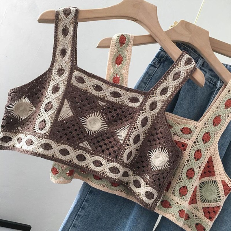 Áo Croptop 2 Dây Phong Cách Boho Hoạ Tiết Cổ Điển Cho Nữ | BigBuy360 - bigbuy360.vn