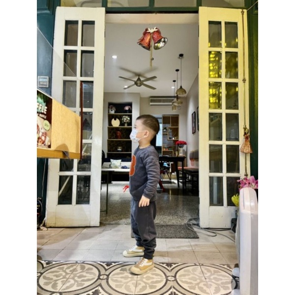 Bộ nỉ bông hm cho bé trai thêu nổi chữ B