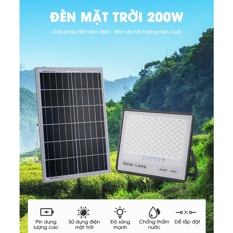Đèn Năng Lượng Mặt Trời 100w, Đèn Led Chống Lóa Cao Cấp 100W Khung Nhôm Tấm pin 45x35cm - Bảo hành 24 tháng