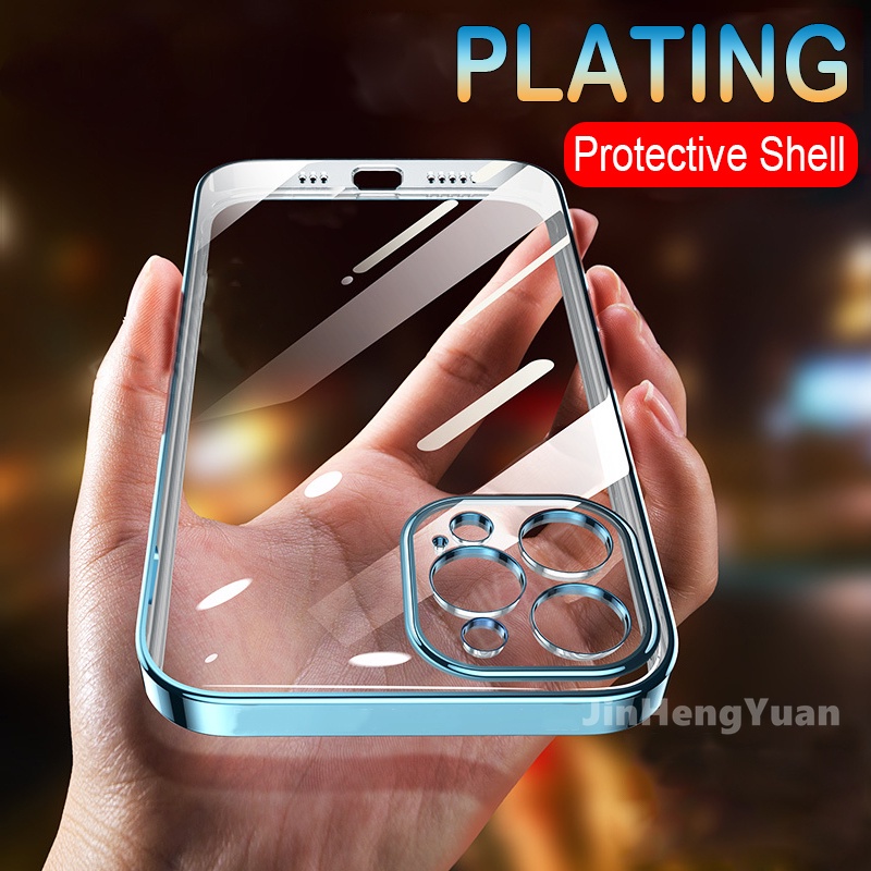 Ốp điện thoại silicon mềm trong suốt mạ điện sang trọng thích hợp cho iPhone 13 11 12 13 Pro XS Max XR 7 8 Plus