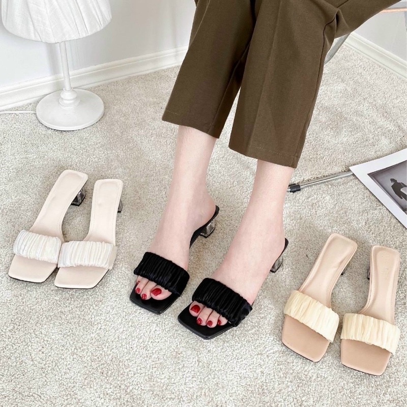 Guốc nữ gót vuông 3cm quai bèo dễ đi