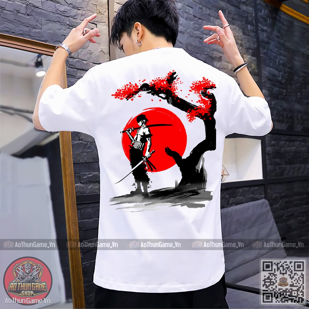 Áo one piece Zoro T04 Áo phông anime one piece roronoa Zoro manga nam nữ cotton co giãn thoáng mát thun màu đen trắng