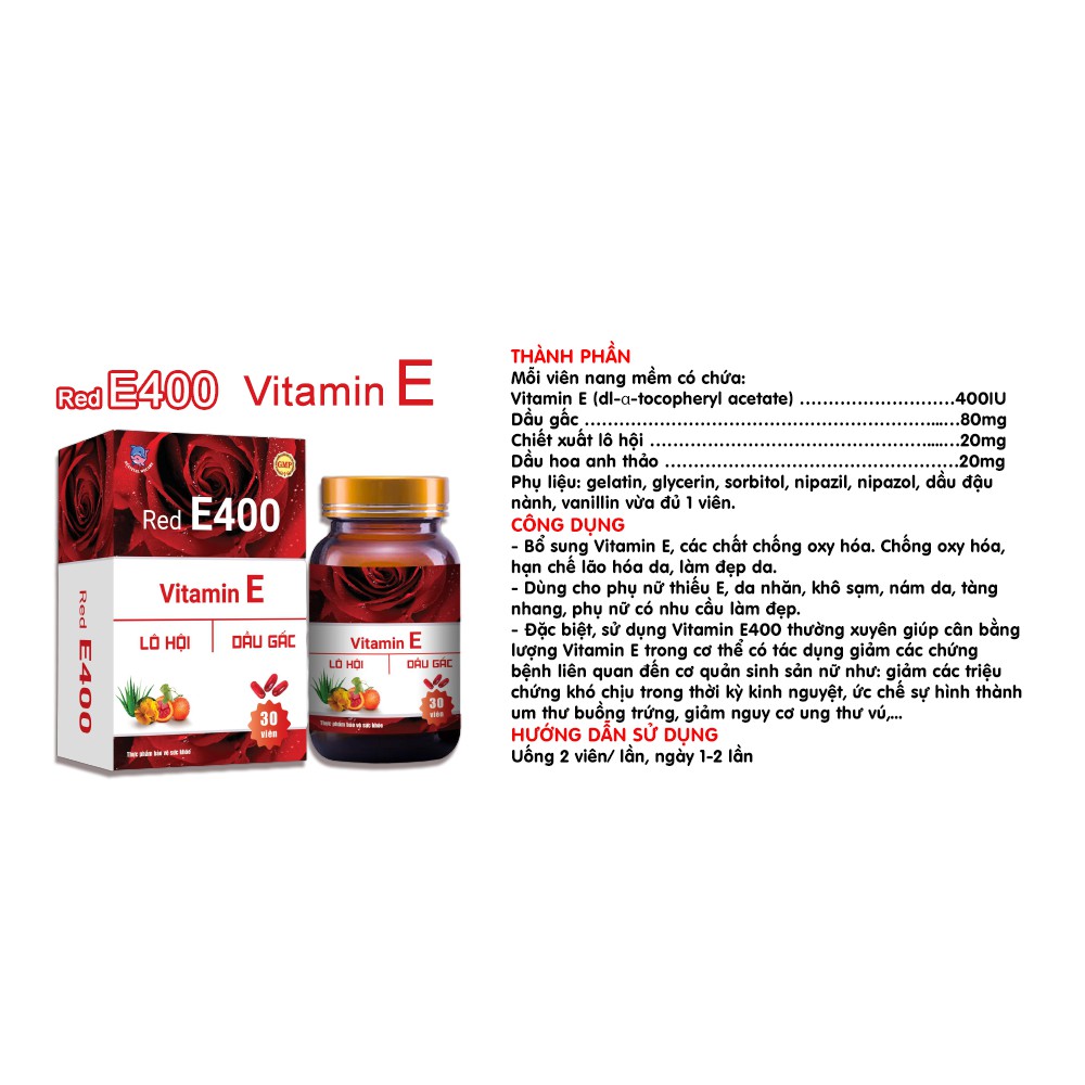 Làn da tươi trẻ và rạng rỡ với Viên uống Vitamin E đỏ hỗn hợp