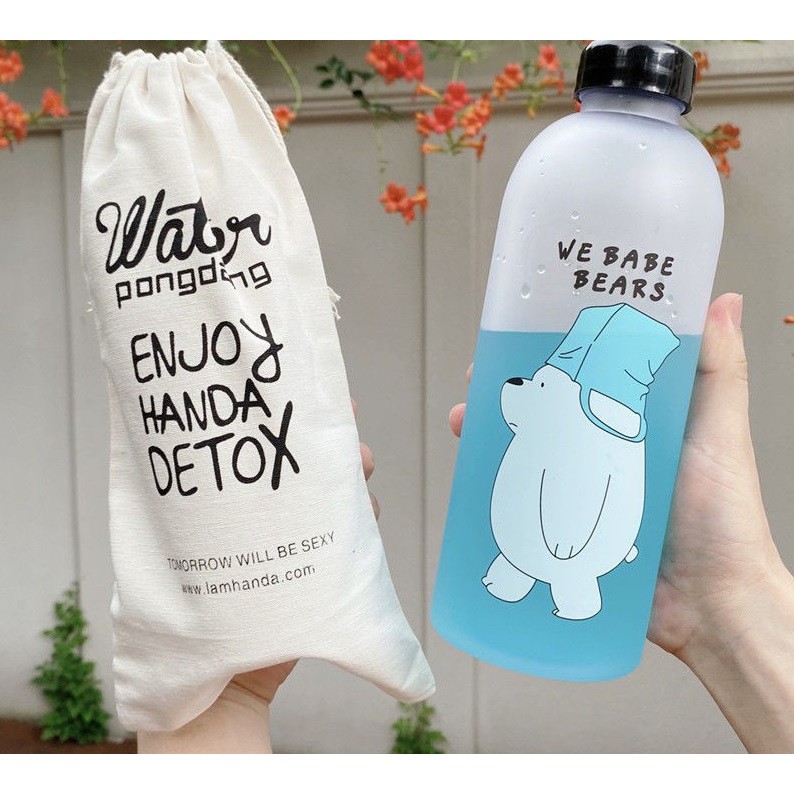 🔥🔥[FREESHIP ] Bình Đựng Nước 1000ml Hàn Quốc ❤️❤️ Nhựa Cao Cấp ❤️❤️ Hình Gấu Bear Cute Kèm Phụ Kiện 7 món - RICKSTORE | BigBuy360 - bigbuy360.vn