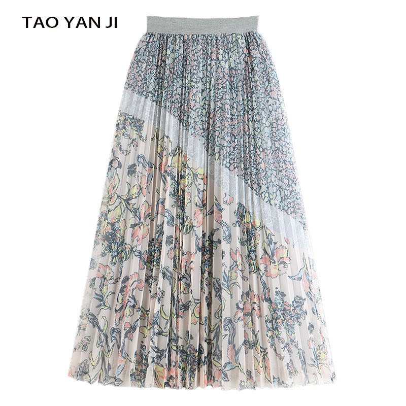 Chân Váy Họa Tiết Hoa Xếp Ly Dài | Smide Clothing