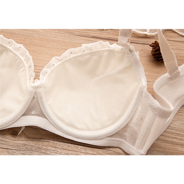 Set Đồ Lót Nữ Chấm Bi Bộ Đồ Lót Có Gọng Mút Vừa Ôm Nâng Ngực Phối Viền Ren
