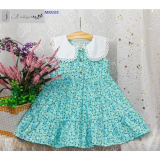 Đầm bé gái hoa nhí cổ thủy thủ