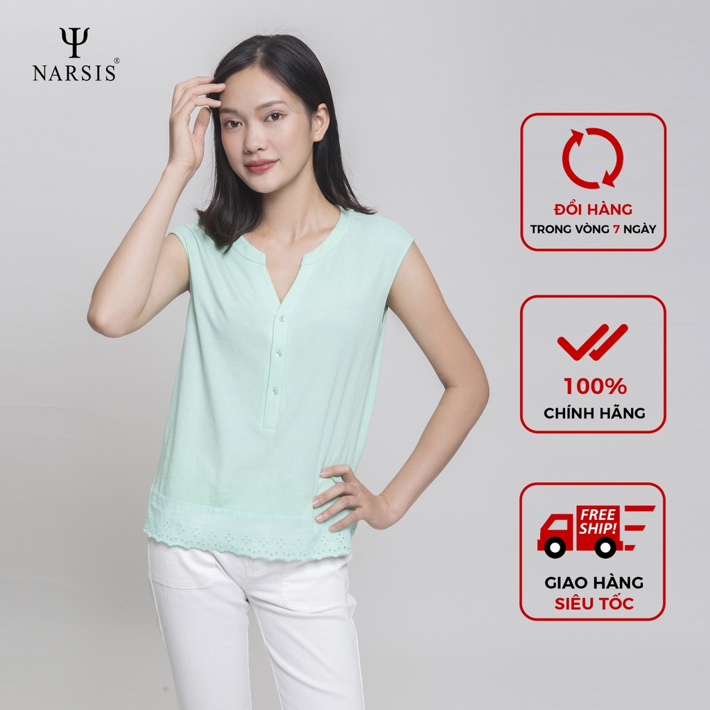 Áo kiểu nữ Narsis màu xanh ngọc L6108