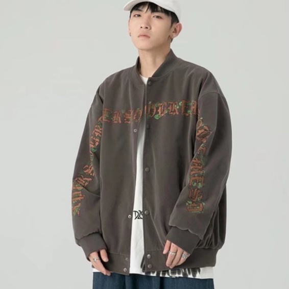 Áo khoác bóng chày dài tay thời trang nam