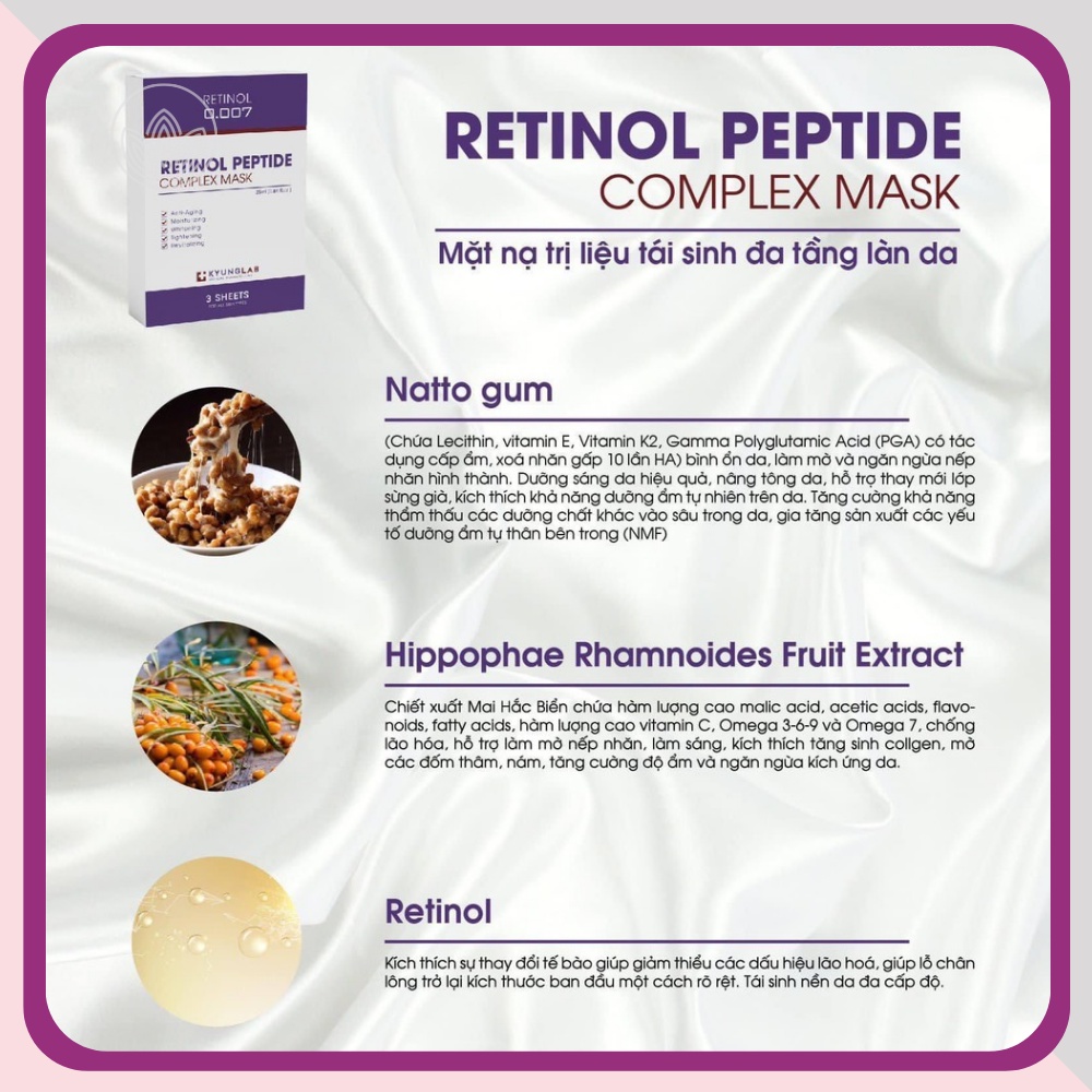 Mặt nạ Retinol Kyung Lab Peptide Complex Mask 25ml lẻ 1 miếng - Dược mỹ phẩm Derma Touch