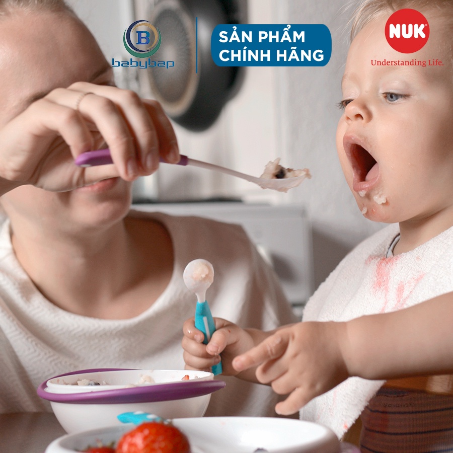 Bộ 2 Bát Ăn NUK Chống Đổ Có Nắp Dành Cho Trẻ Từ 6 Tháng Tuổi