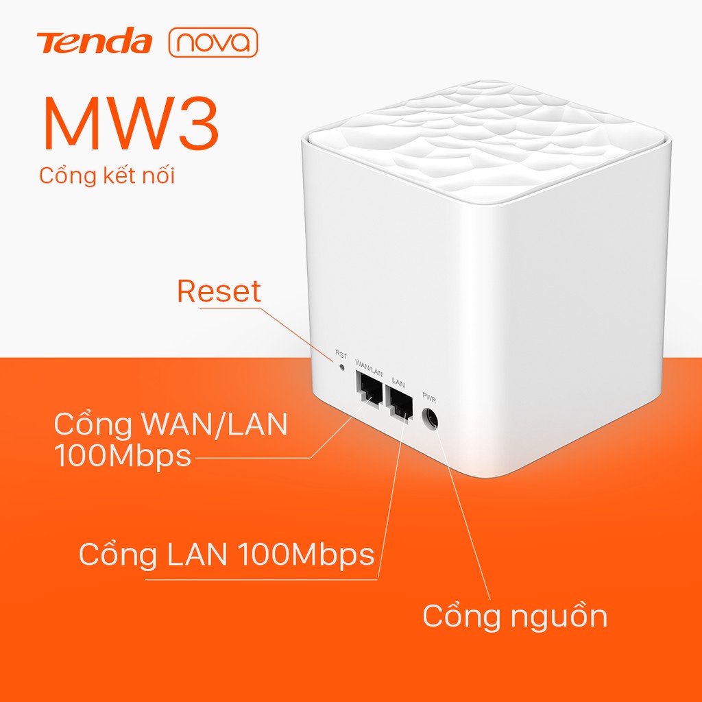 Bộ phát Mesh Wifi Tenda Nova MW3 chuẩn AC 1200Mbps - Phủ sóng toàn nhà, Một tên mạng duy nhất, Bảo hành 3 năm