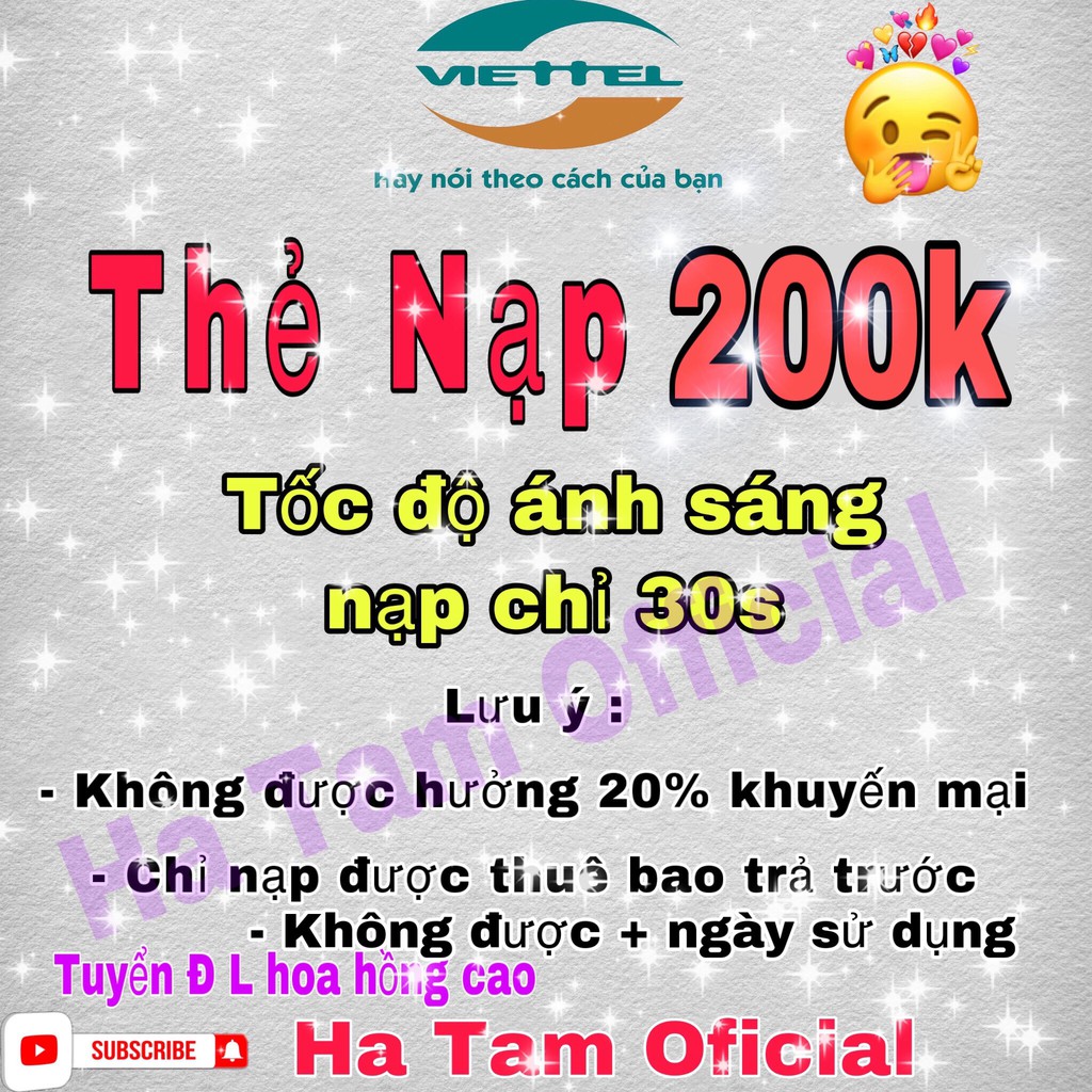 Nạp 30s thẻ viettel 200k