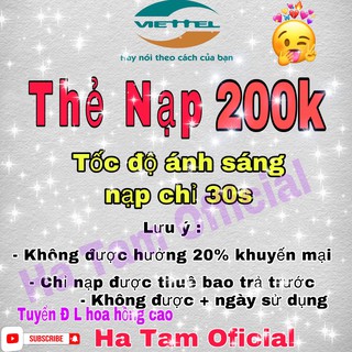 Nạp 30s thẻ viettel 200k
