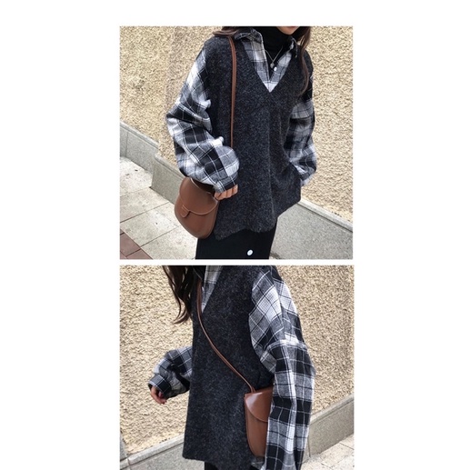 Order set áo gile + áo sơ mi kẻ caro BIGSIZE!!!