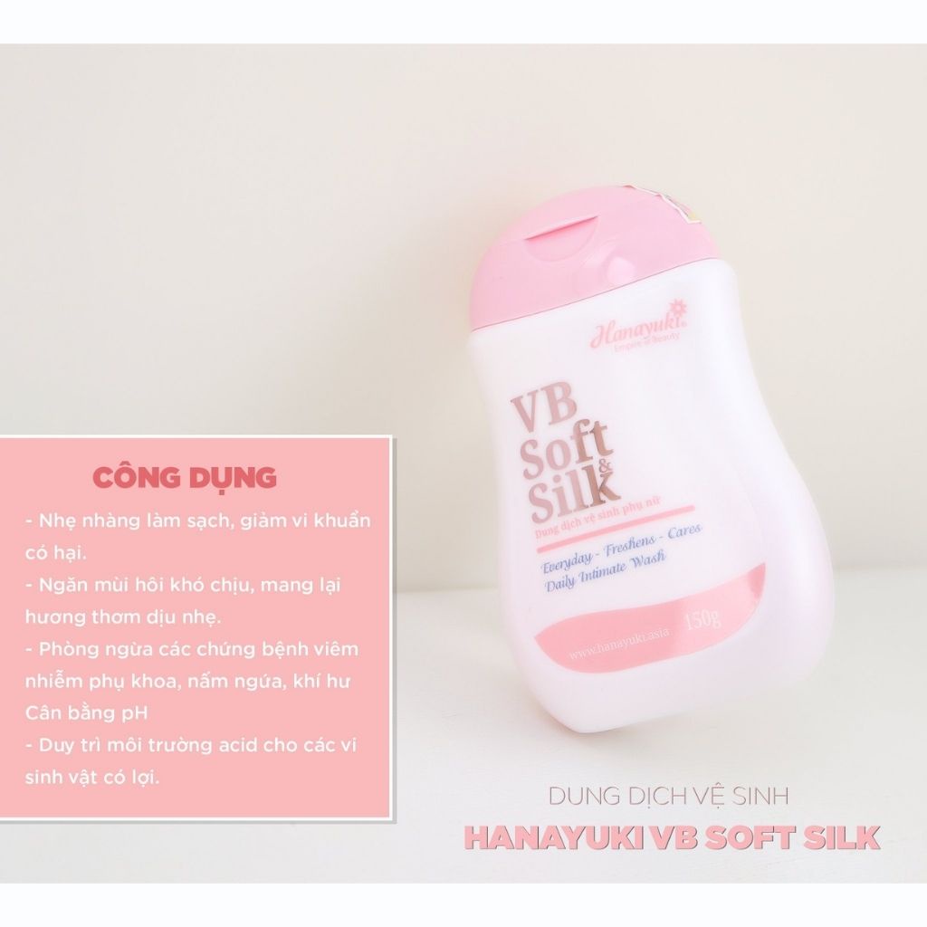 Dung dịch vệ sinh phụ nữ HANAYUKI hồng VB SOFT SILK trẻ hóa làm hồng se khít 150g - ZAVENCI Official