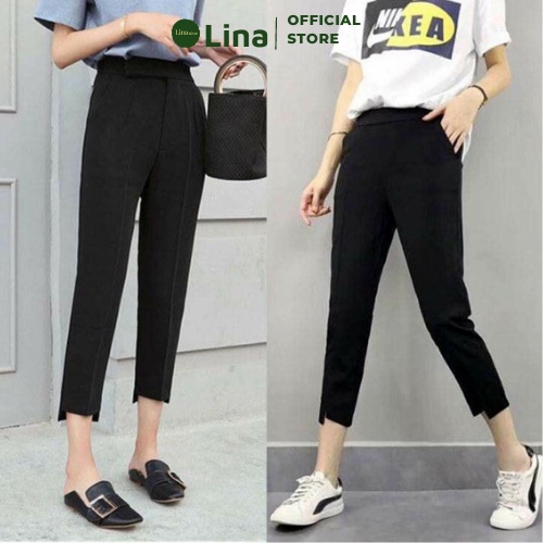 Quần Baggy Kaki Nữ Công Sở Quần Tây Lệch Gấu Cao Cấp LINA STORE 001