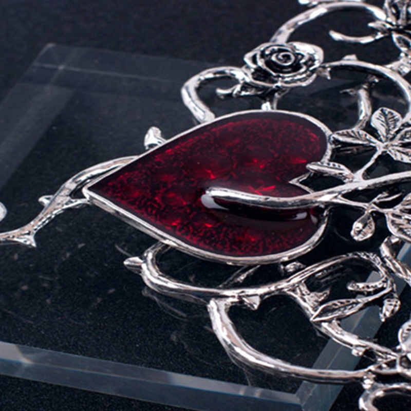 Vòng Cổ Choker Đính Đá Hình Trái Tim Đỏ Phong Cách Gothic Punk Dành Cho Nữ