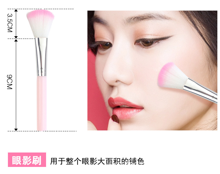 Bộ 5 cọ trang điểm mắt và môi vỏ màu hồng