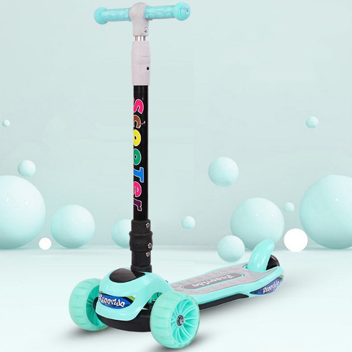 Xe Scooter cho bé, xe trượt Scooter 3 bánh to phát sáng vĩnh cửu gấp gọn chịu lực 80kg