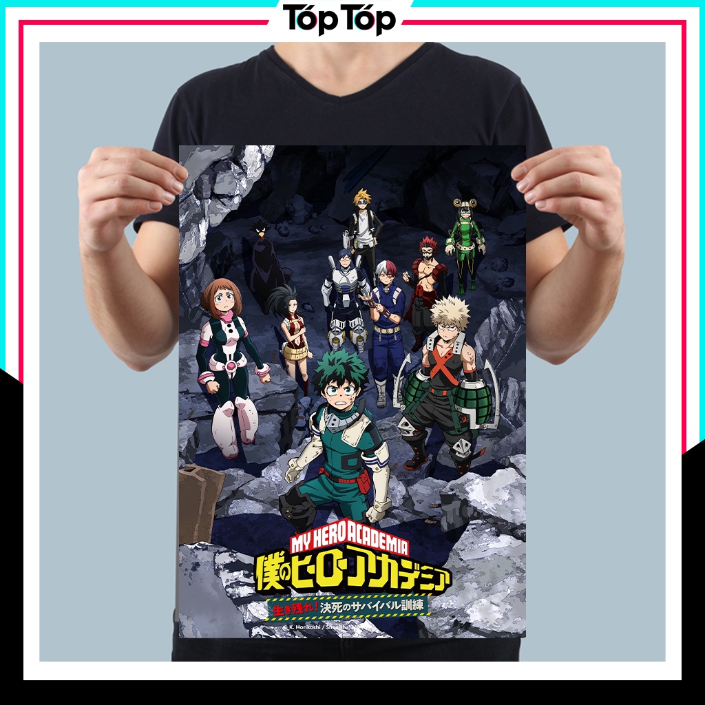 Poster anime My Hero Academy, tranh dán tường áp phích manga wall decor góc học tập MHA