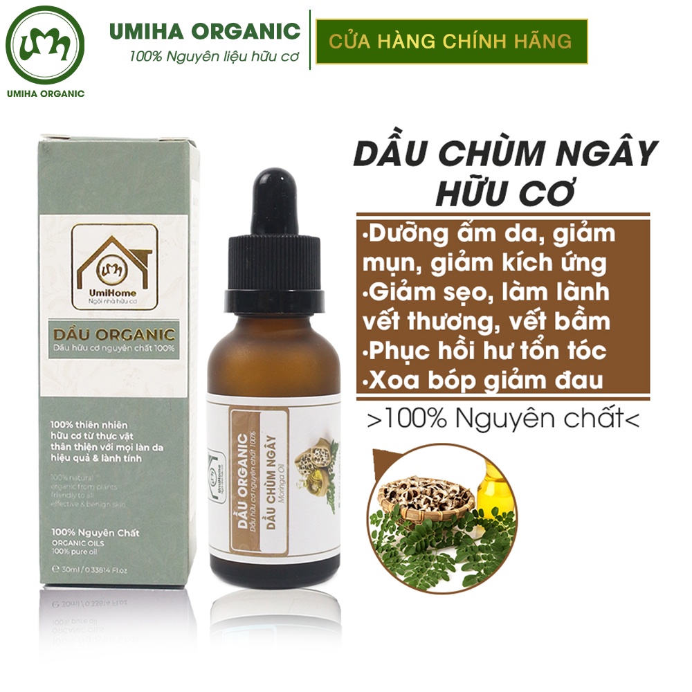 Dầu Chùm Ngây nguyên chất UMIHOME hữu cơ 30ml dưỡng da, làm chậm quá trình lão hóa, giảm mụn sẹo, dưỡng tóc, ngừa mụn