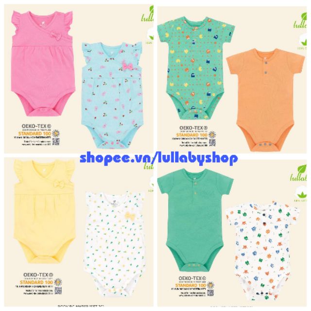 Set 2 body cộc Lullaby PREMIUM COTTON mềm mịn, mát, hàng cao cấp chín hãng