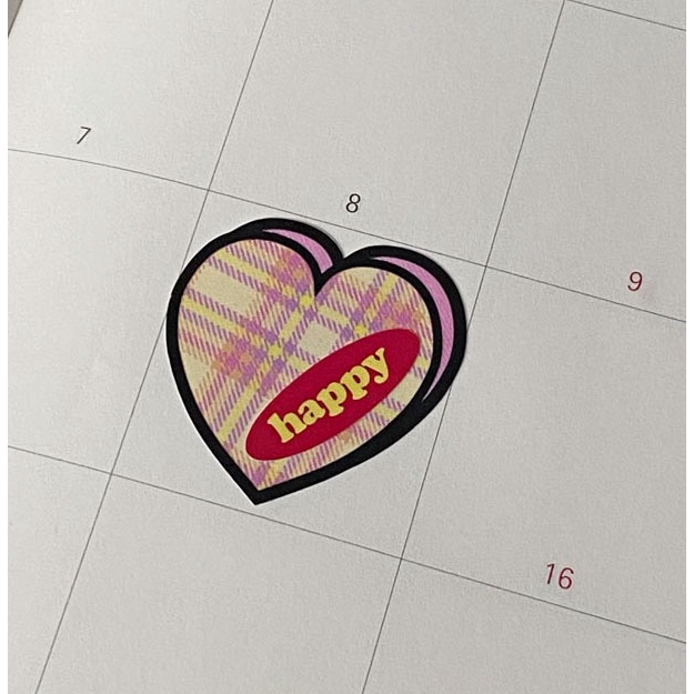 Sticker Dán Trang Trí Hình Trái Tim Kẻ Sọc Caro Xinh Xắn | BigBuy360 - bigbuy360.vn