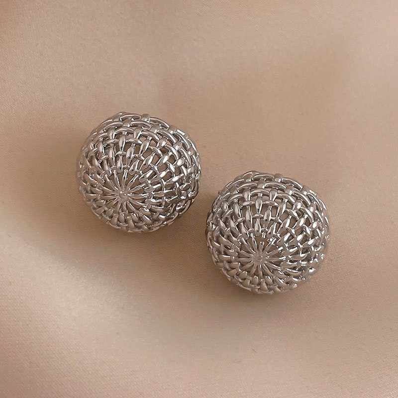 Khuyên Tai Kim Loại Hình Giỏ Đựng Hạt Đậu Nhỏ Thời Trang Âu Mỹ Đơn Giản Dễ Thương