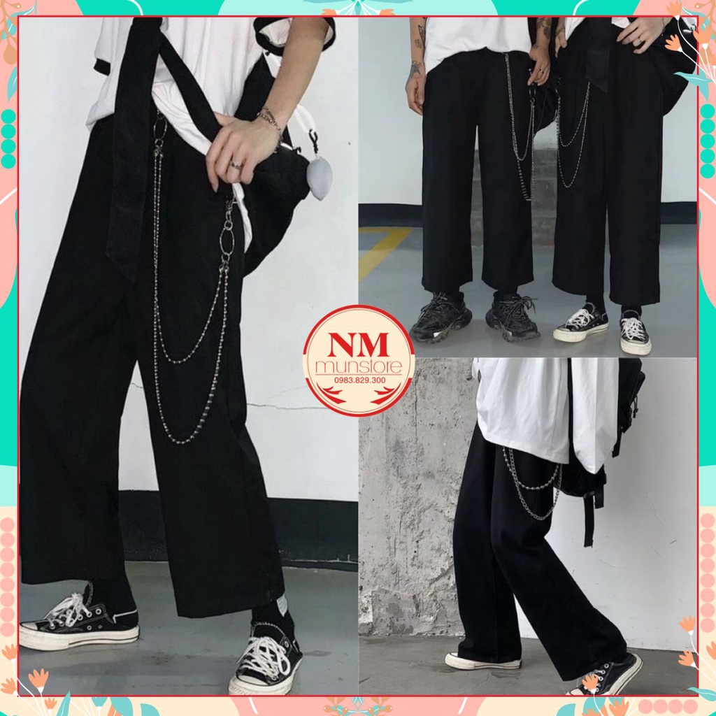 Quần ống rộng kaki xích Xưởng May Nhật Minh Tặng kèm xích, chất kaki, from ống rộng, cạp chun thoải mái