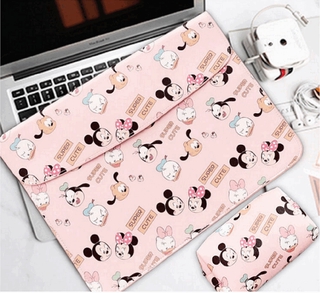 Bộ 3 túi đựng laptop bằng da chống nước họa tiết hoạt hình màu hồng