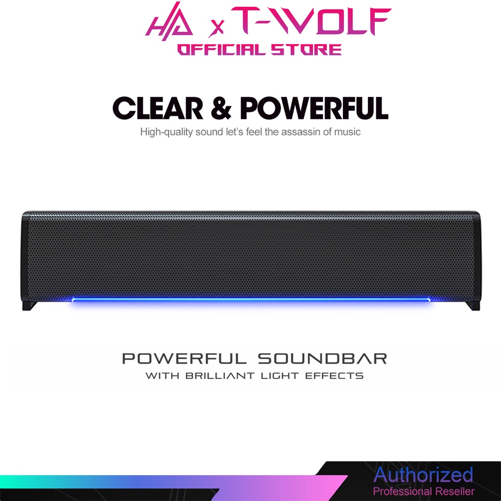 Loa Soundbar S6 T-WOLF vi tính, Có Dải Đèn Led Cảm Theo Nhạc Cao Cấp – Loa Máy Tính Siêu Trầm T-WOLF S6 PRO LED