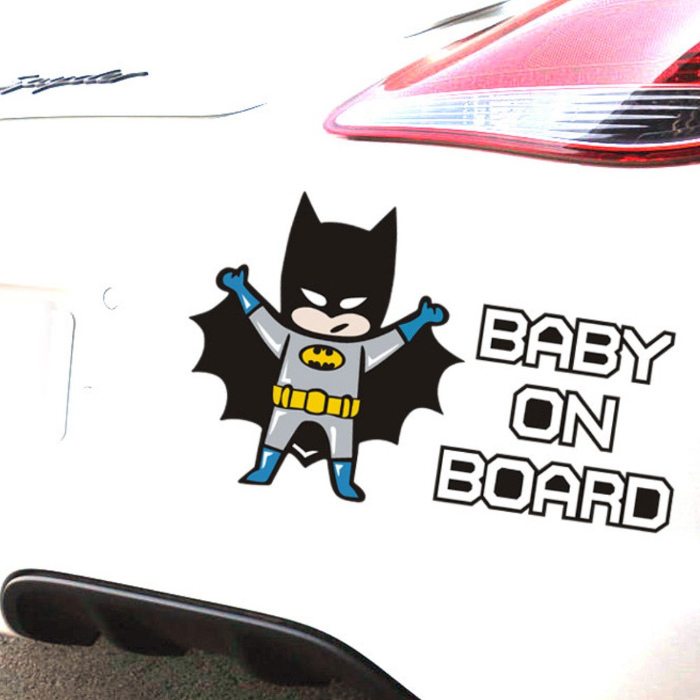 Sticker transfer hình dán trang trí Xe hơi Ô tô STICKER FACTORY - BATMAN BABY ON BOARD size 11x18cm