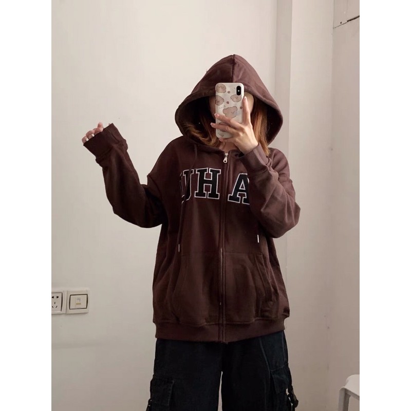 áo hoodie zip mày nâu( có ảnh thật)