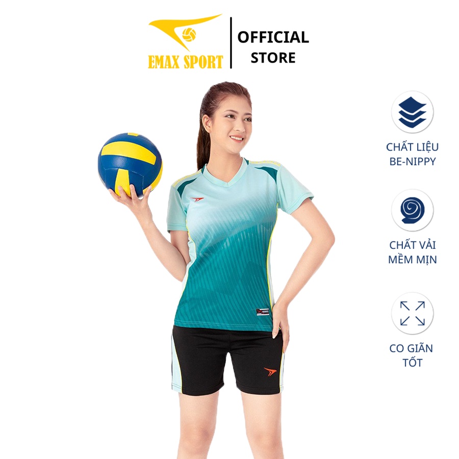 Bộ Bóng Chuyền Nữ Beyono Heron Cổ Tròn, Vải Be-Nippy Co Giãn Thoáng Mát