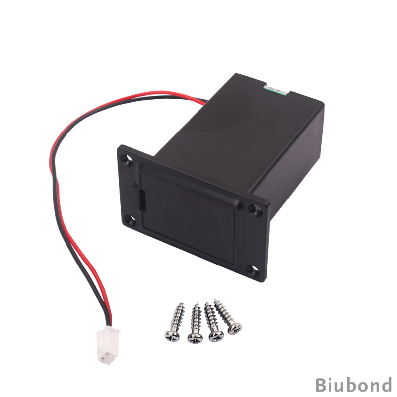 9V Battery Case Holder Cover Box with Wire 4 Screws Replacement Part for Electronic Acoustic Guitar Bass Ukulele Pickup