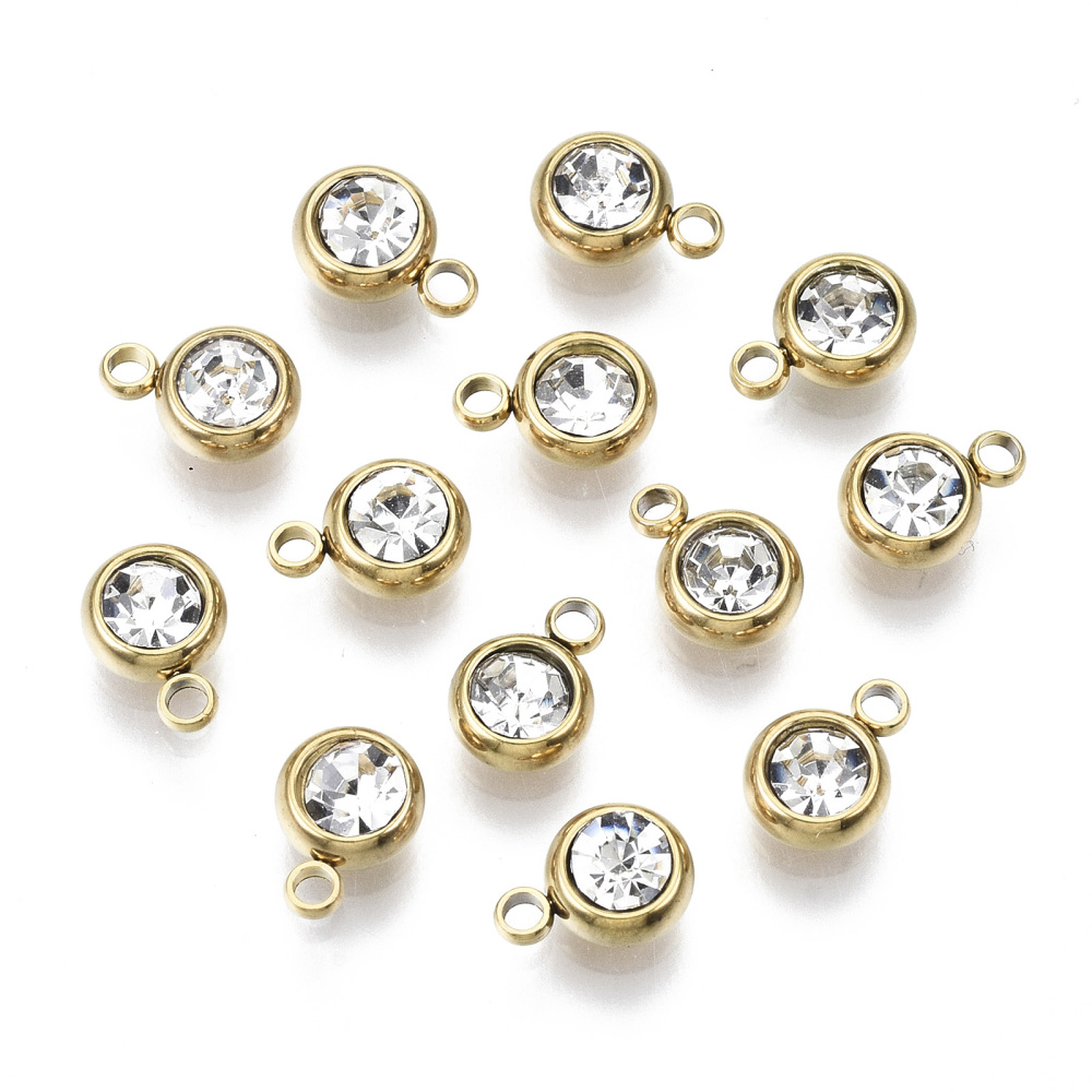 Mặt dây chuyền BENECREAT tròn bằng thép không gỉ mạ vàng 18K 8.5x6x3mm lỗ: 1.5mm