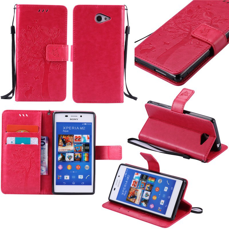 Sony Xperia M2 unisex classic fashion PU wallet flip cover phone Case