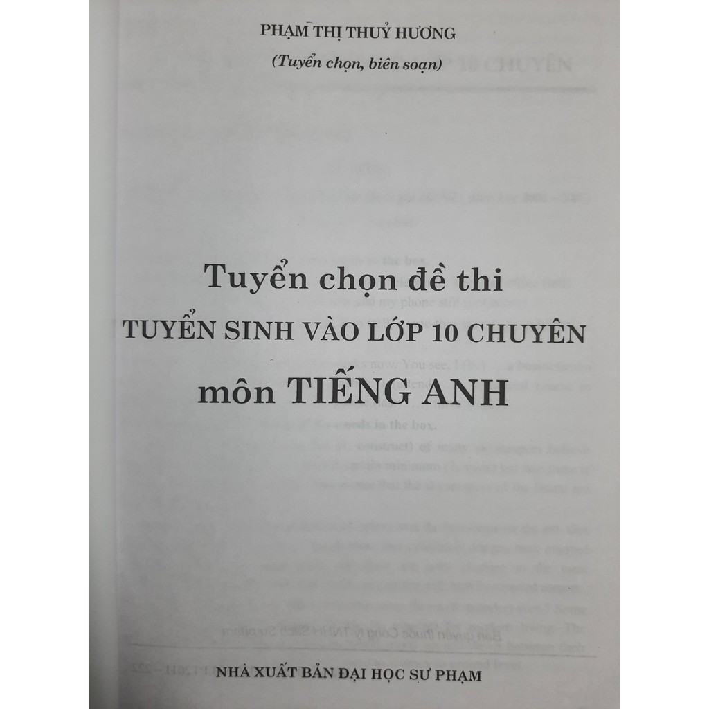 Sách - Tuyển chọn đề thi tuyển sinh vào lớp 10 chuyên môn Tiếng Anh